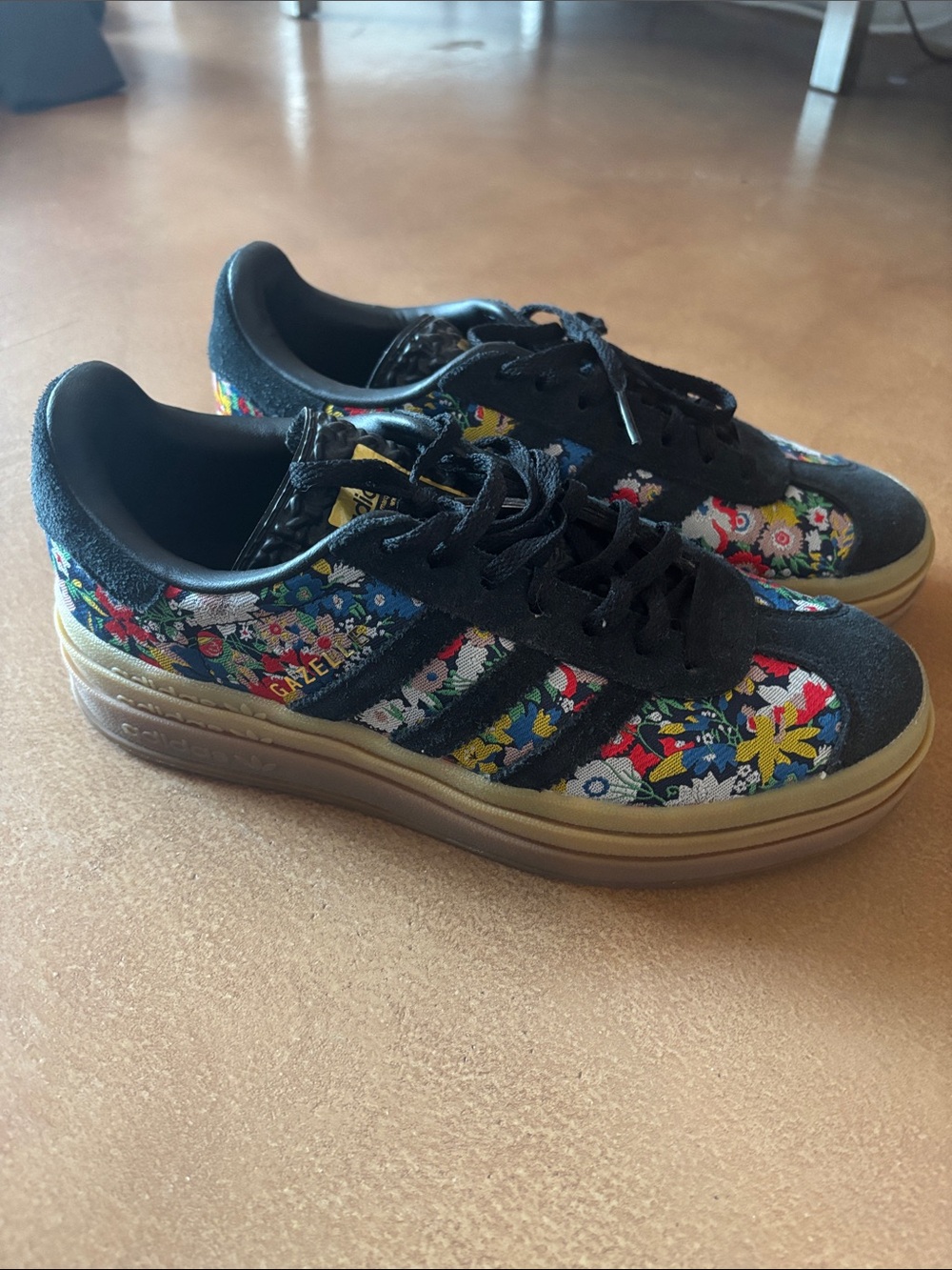 adidas Womens Liberty Gazelle Floral Black Multicolor Sneakers